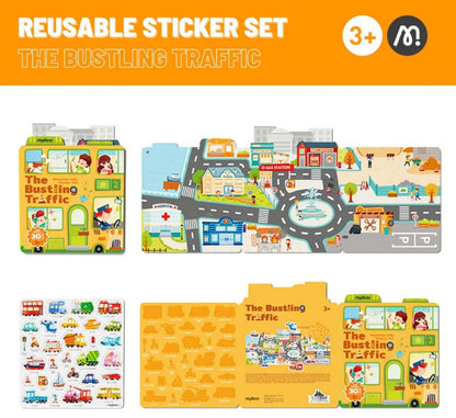 Reusable stickers - bustling traffic