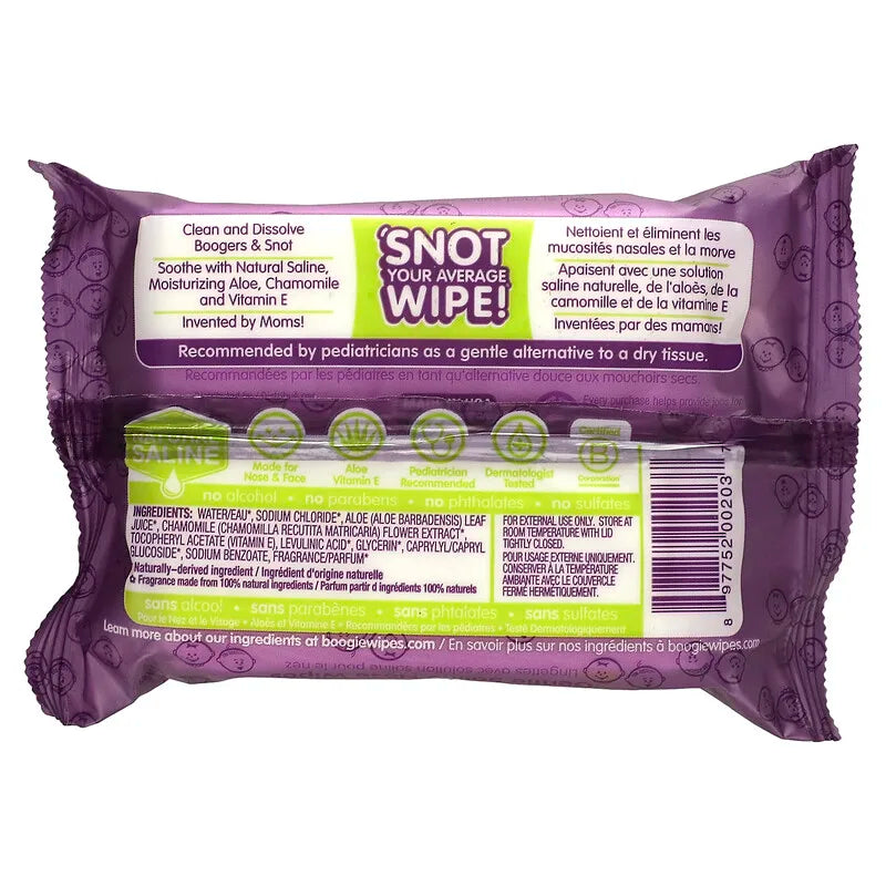 Gentle saline wipes for stuffy noses