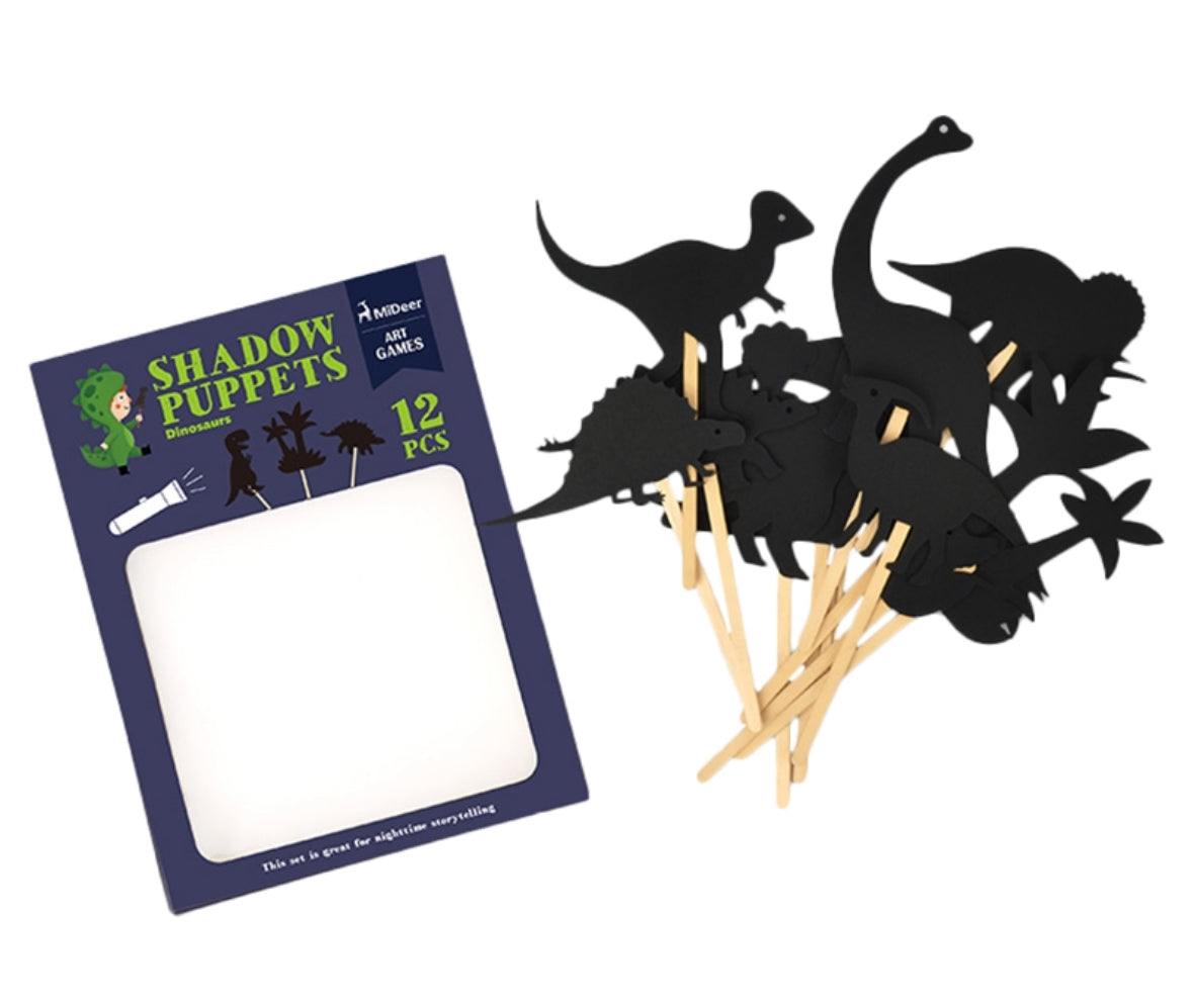 Shadow puppet 12 pcs - dinosaur