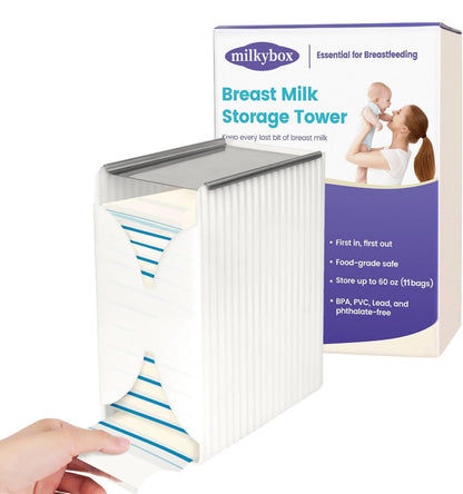 Breast milk storage tower