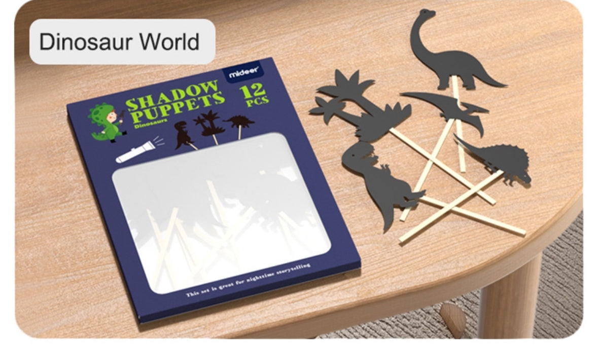 Shadow puppet 12 pcs - dinosaur