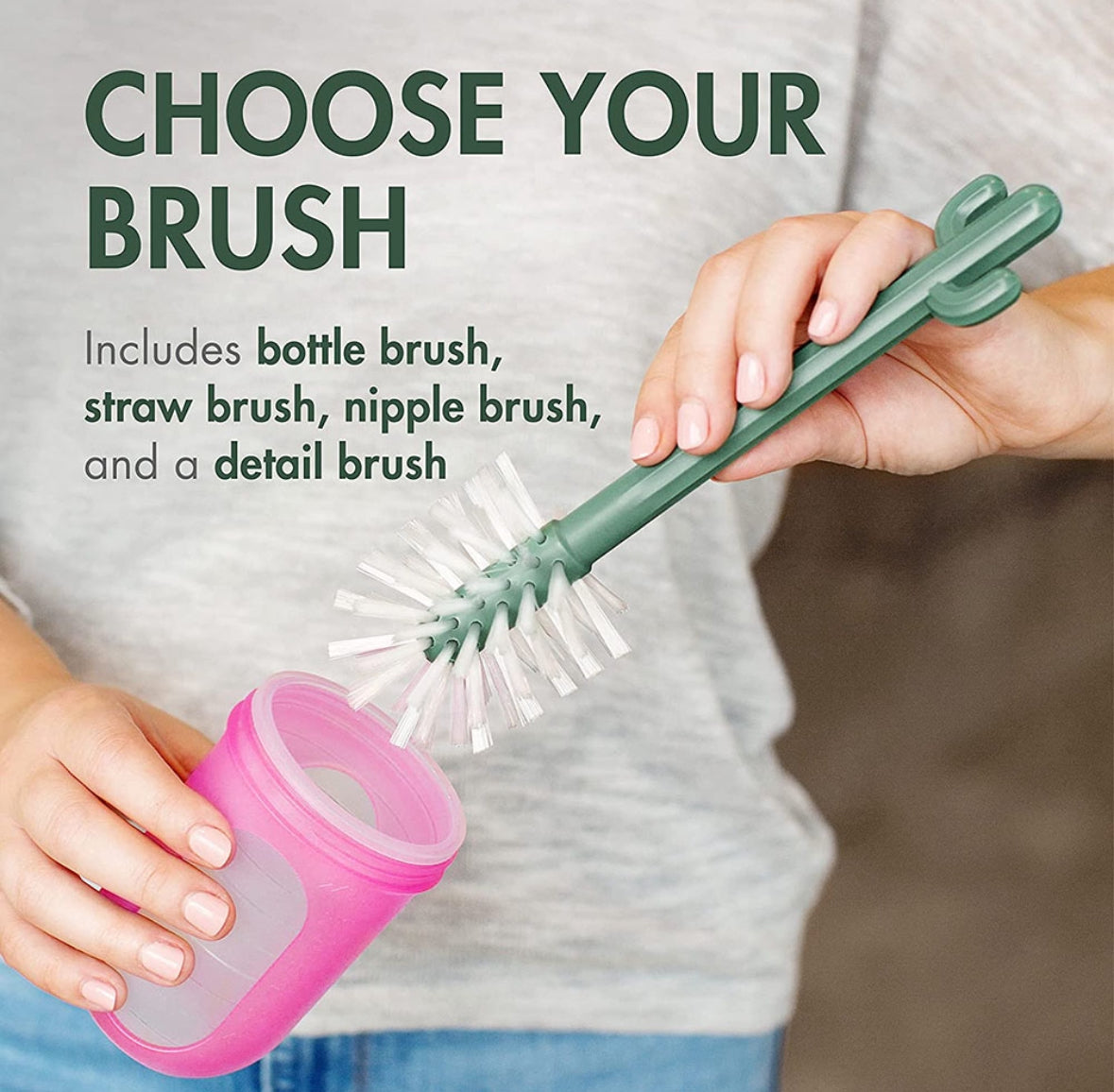 Cacti bottle cleaning brush set